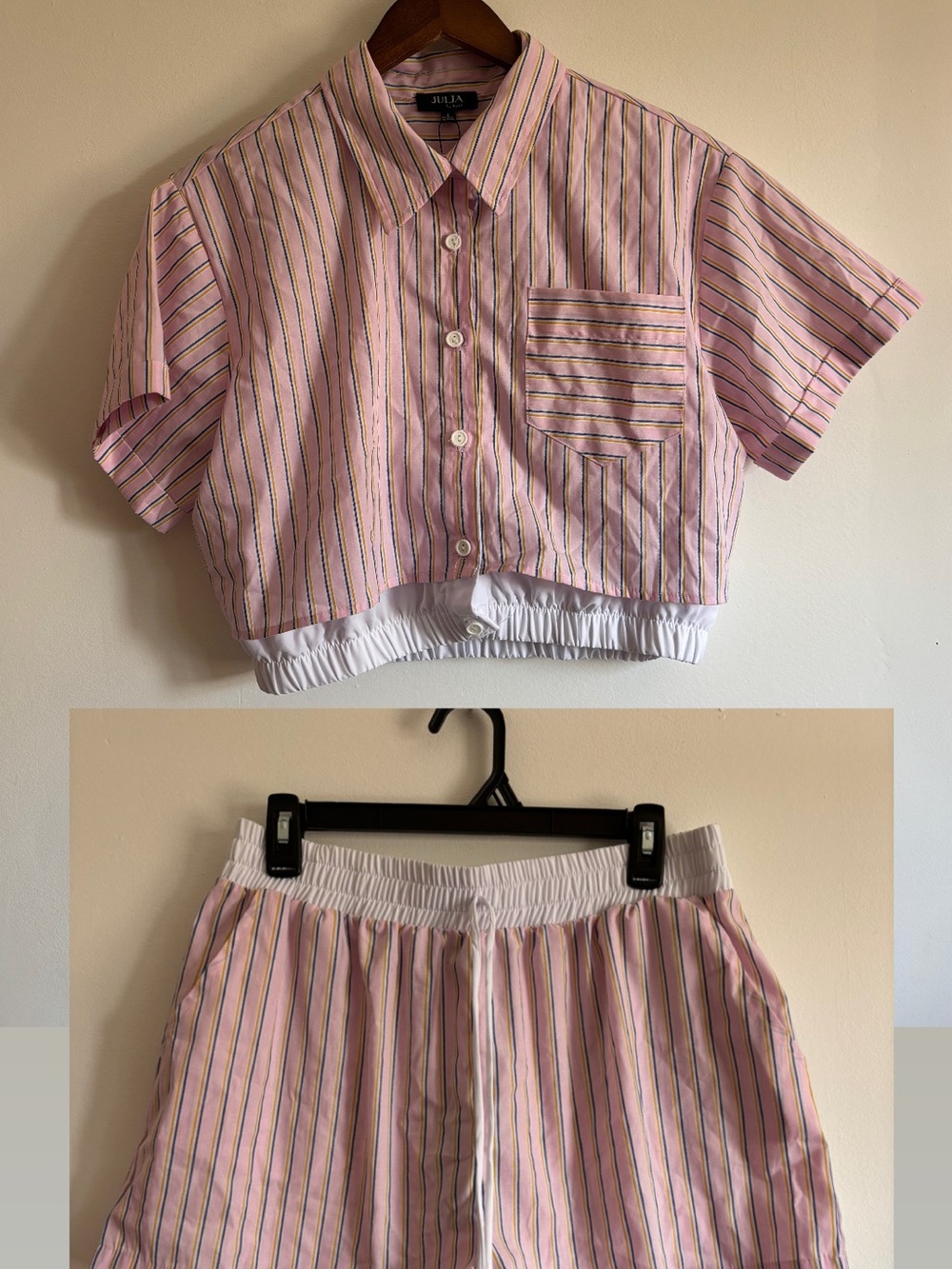 NWT Pink Striped Set - Short Sleeve Top & Shorts